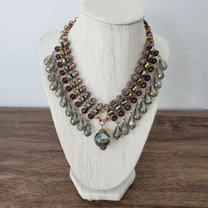 Green And Purple Crystal Collar Necklace